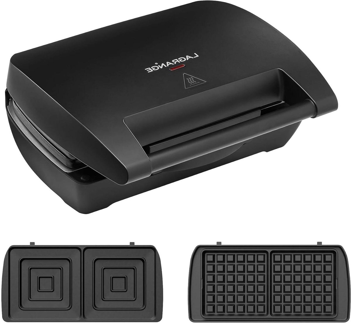 Wafelijzer Sandwichmaker - Apparaat voor Snacks - Snelle Maaltijden Maken - Drie Platen Sets - XXL Formaat - Zwart