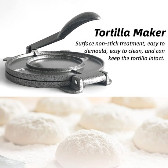 Maïs Tortilla Pers roti maker Aluminiumlegering Tortilla Maker, Grijze Tortilla Machine Keukenbenodigdheden, Geschikt voor Het Maken van Tortilla's, Koekjes, Presses à biscuits — afbeelding 3