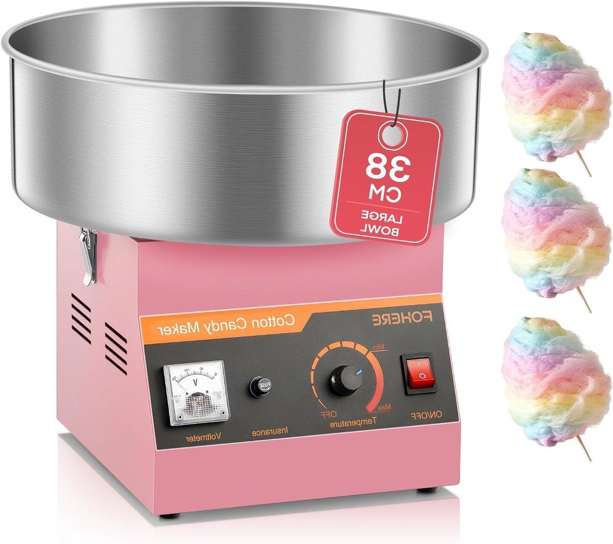 Suikerspinmachine Elektrisch - Suikerspin Maker - Feesten Organiseren - Roestvrijstalen Kom - 38 cm Kom - Zilver