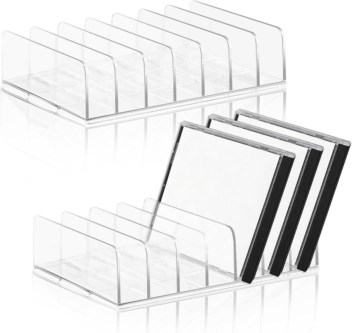 CD Houders - DVD Organizers - Muziek Collectie - Ruimtebesparend Ontwerp - 7 Vakken Per Stuk - Transparant