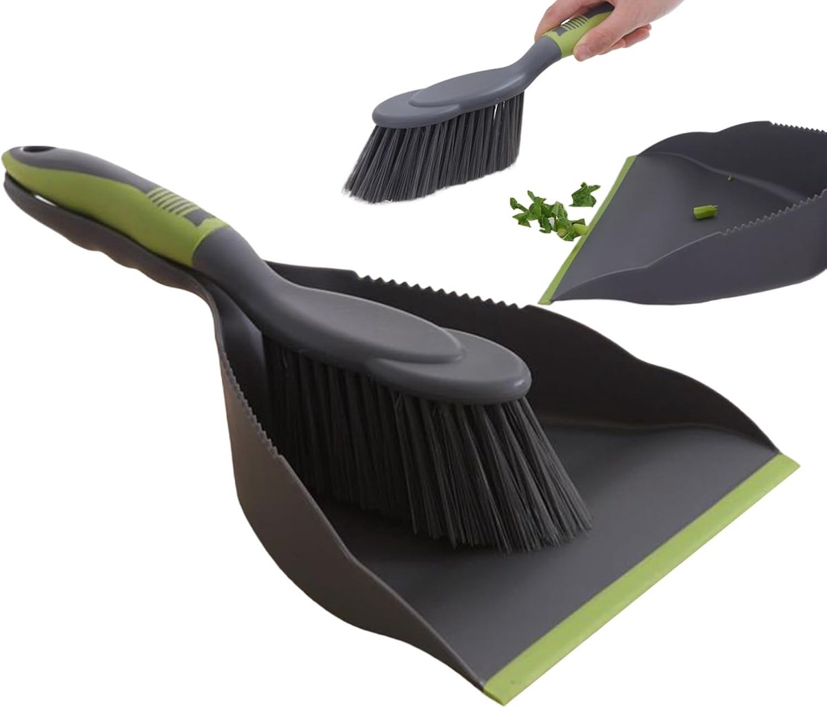 Mini Bezem Tafelveger - Handveger Blik - Snel Opruimen - Dicht Bij Grond - Compact Ontwerp - Zoals Afgebeeld
