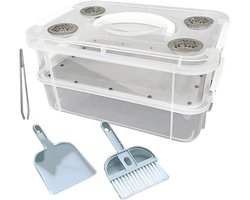 Meelworm Kweekbak - Voerbakjes Reptielen - Huisdieren Voeden - Geurloos Ventilatiesysteem - 24 x 16 x 13 cm - Transparant