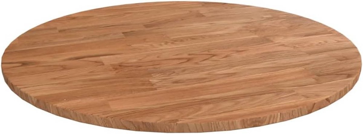 Ronde Tafelblad Massief Eikenhout Lichtbruin 40x1,5 cm