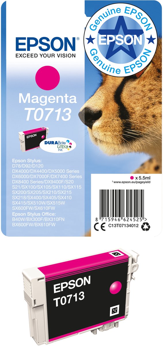 Epson magenta T0713 DURABrite Ultra enkelverpakking inkt