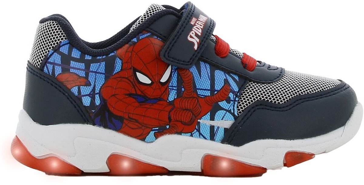 Spiderman - Schoenen voor jongens met lichtjes - Sneakers voor kinderen met klittenband - Lichtgevende kindersneaker - Maat 32 - Blauw