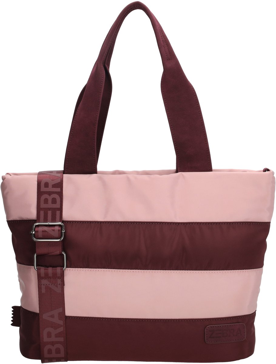 Zebra Elske Shopper - Verstelbare/Afneembare Schouderband - Tussenvak - Praktische indeling - Werktas - Tote Bag - Dames Tas - Streep Burgundy old pink