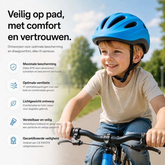 Suotu Kinderhelm - Buitenspeelgoed - helm - fietshelm kind - Fietshelm Jongens en Meisjes - S - 52-56CM - Blauw van Suotu — afbeelding 2