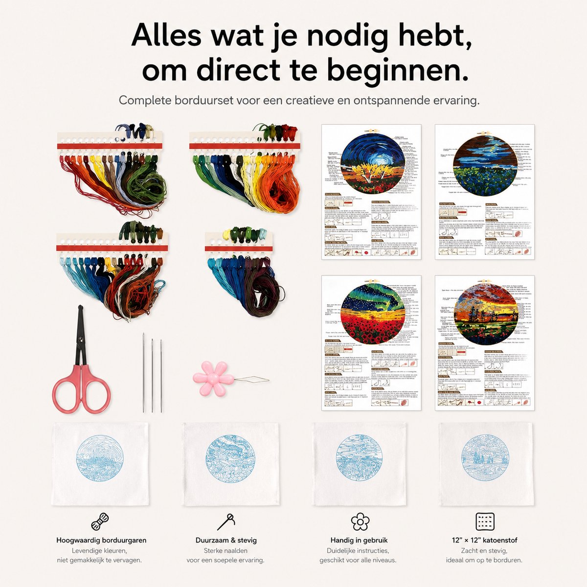 BOTC Borduurpakket - Borduurset van 4 - Borduurpakketten voor Volwassenen - Hobby en Creatief - Borduren — afbeelding 3