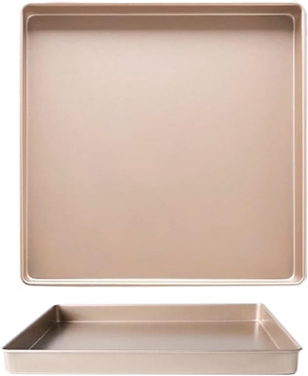Rechthoekige Bakplaat 28 x 28 x 3.5 cm van Koolstofstaal voor Oven, Perfect voor Brood, Pizza en Gebak