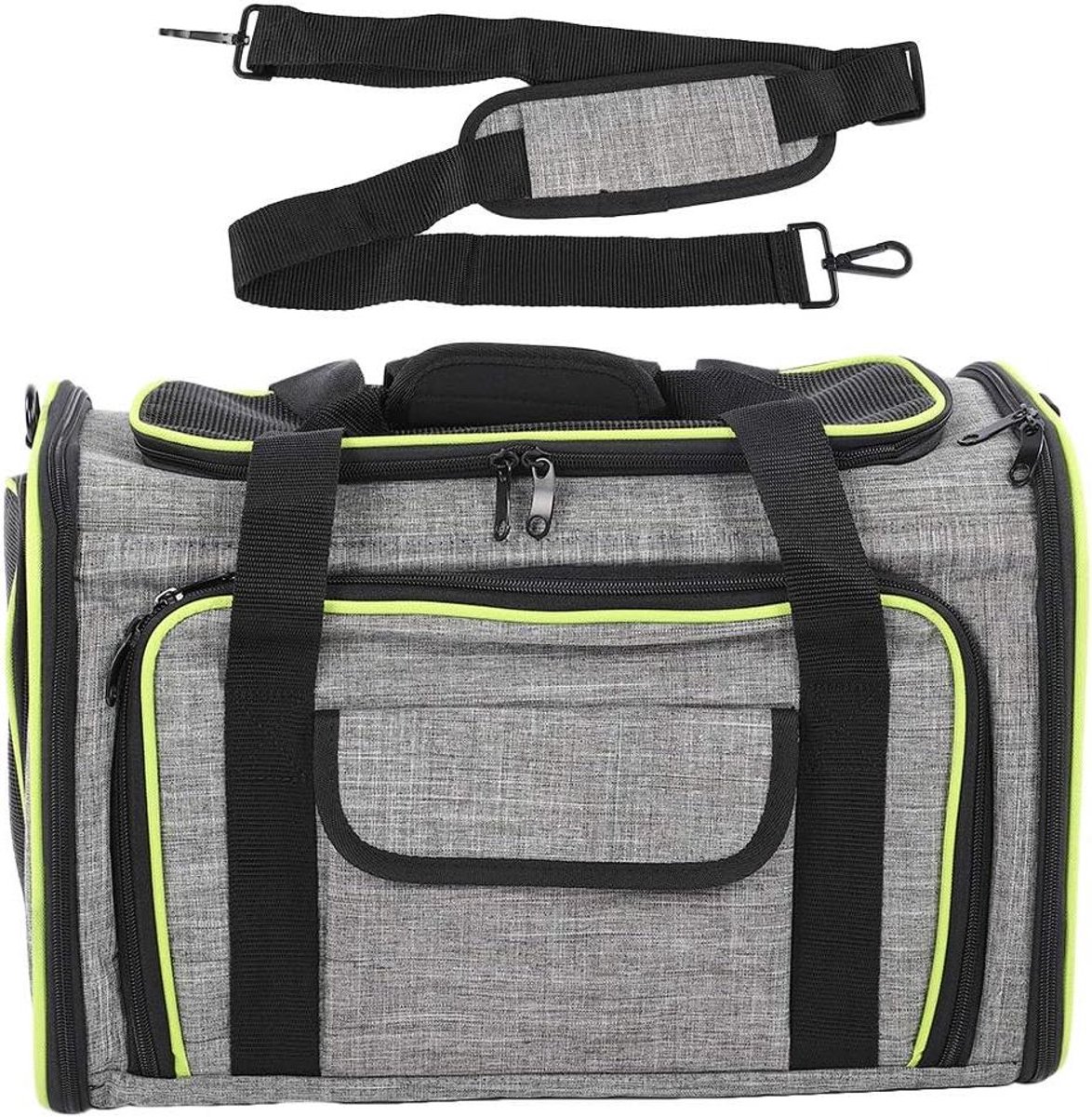 Reistas Huisdieren - Draagtas Kat Hond - Comfortabel Reizen - Ventilatie Uitbreiding - 42 x 30 x 9 cm - Grijs