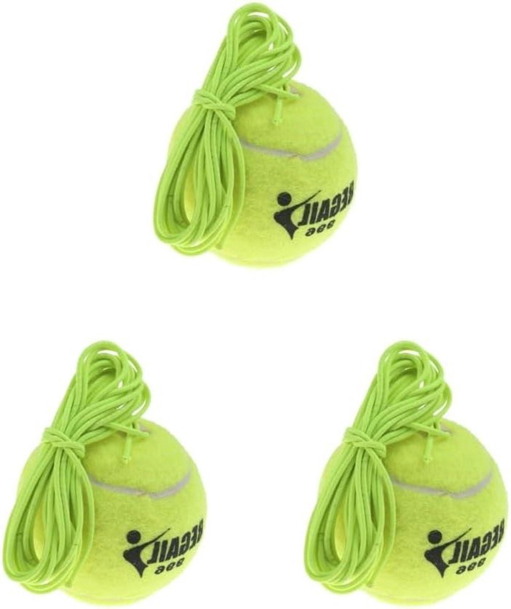 Tennisbal Met Koord - Trainingsbal Elastisch - Tennisvaardigheden Oefenen - Basis Bevestiging - 3 Stuks - Groen