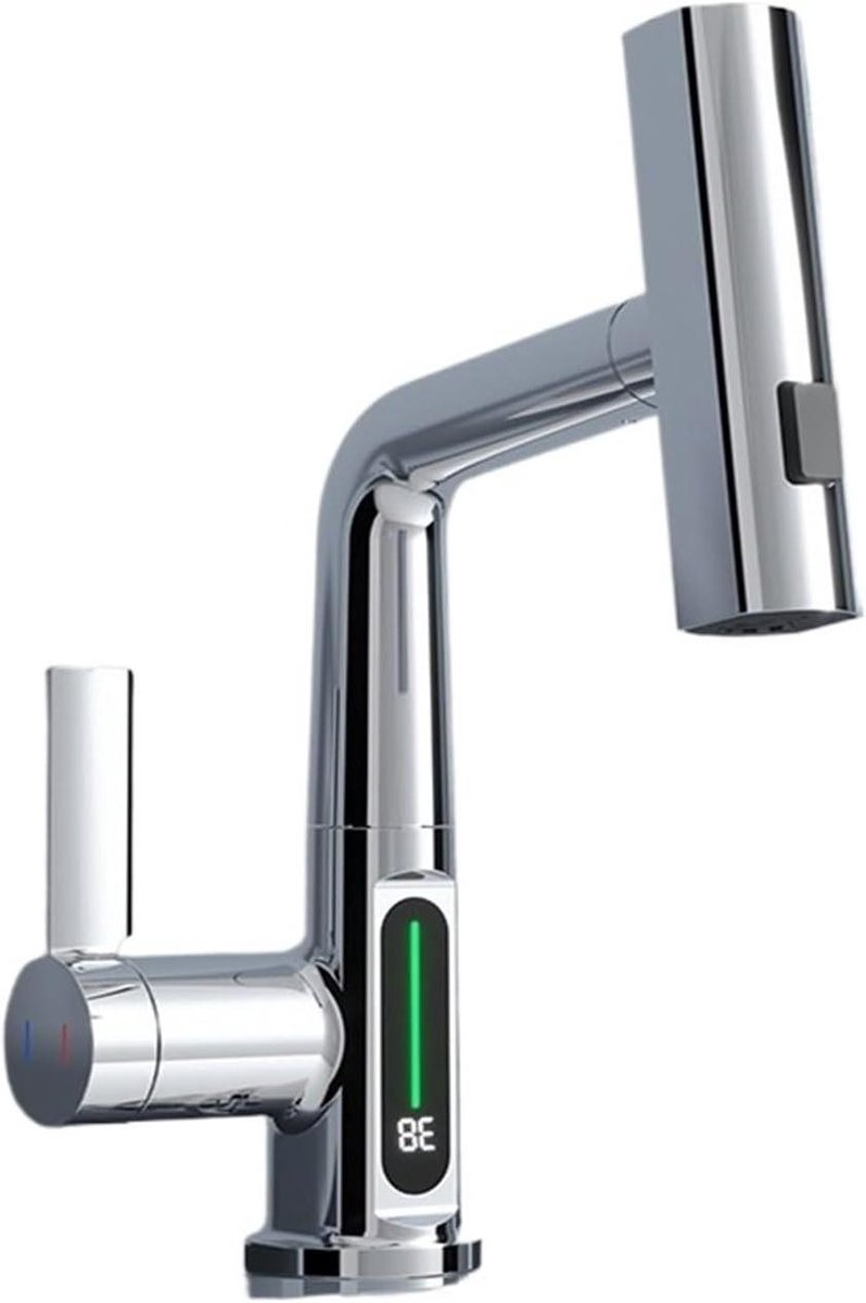Keukenkraan Waterval - Uittrekbare Mengkraan - Hygiënisch Werken - Digitaal Temperatuur Di