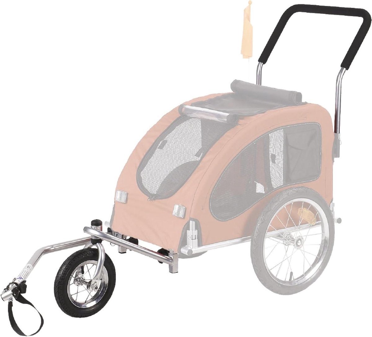Joggingset Aanhangwagen - Fietskar Accessoire - Actieve Uitjes - 360° Voorwiel - 74x128x103 cm - Zilver Zwart