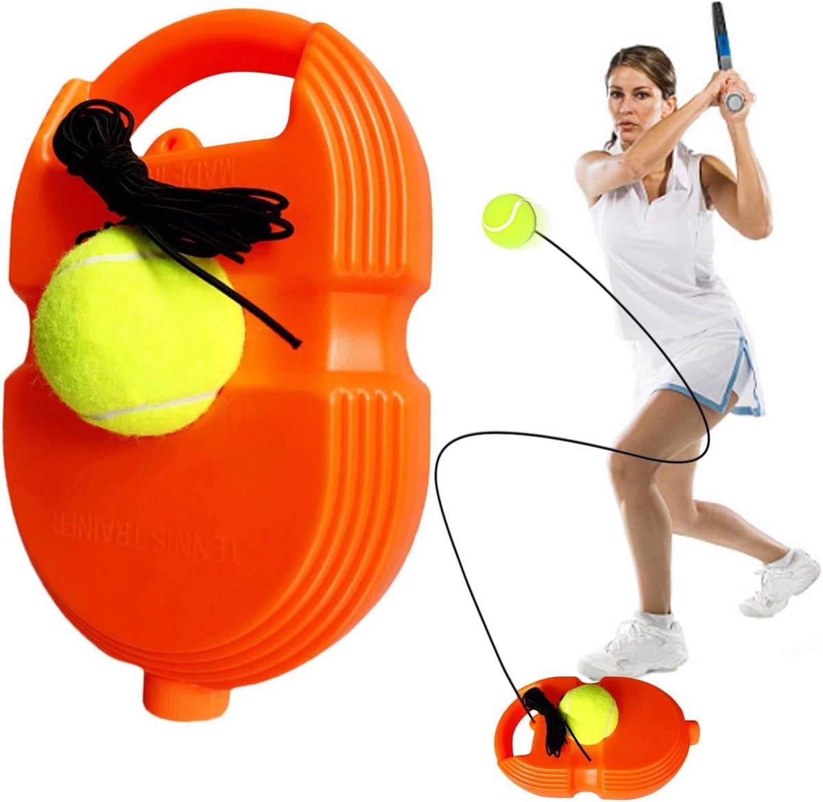 Tennistrainer Bal - Trainingshulpmiddel - Tennis Oefenen - Met Elastisch Koord - 965 Inch Diameter - Niet Gespecificeerd