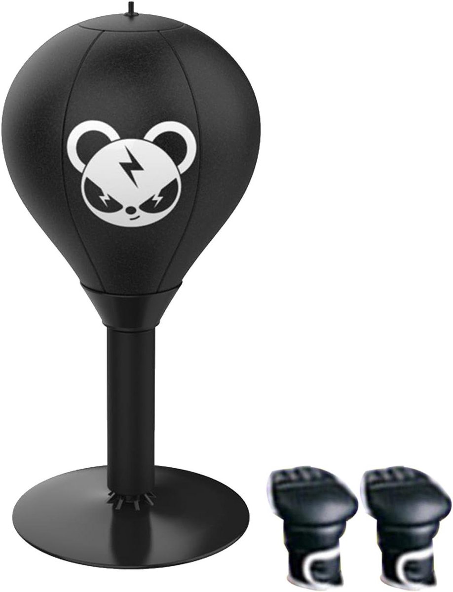 Desktop Bokszak - Ontspanningsbal - Stress verminderen - Sterke zuignap - 40 x 17.7 cm - Zwart