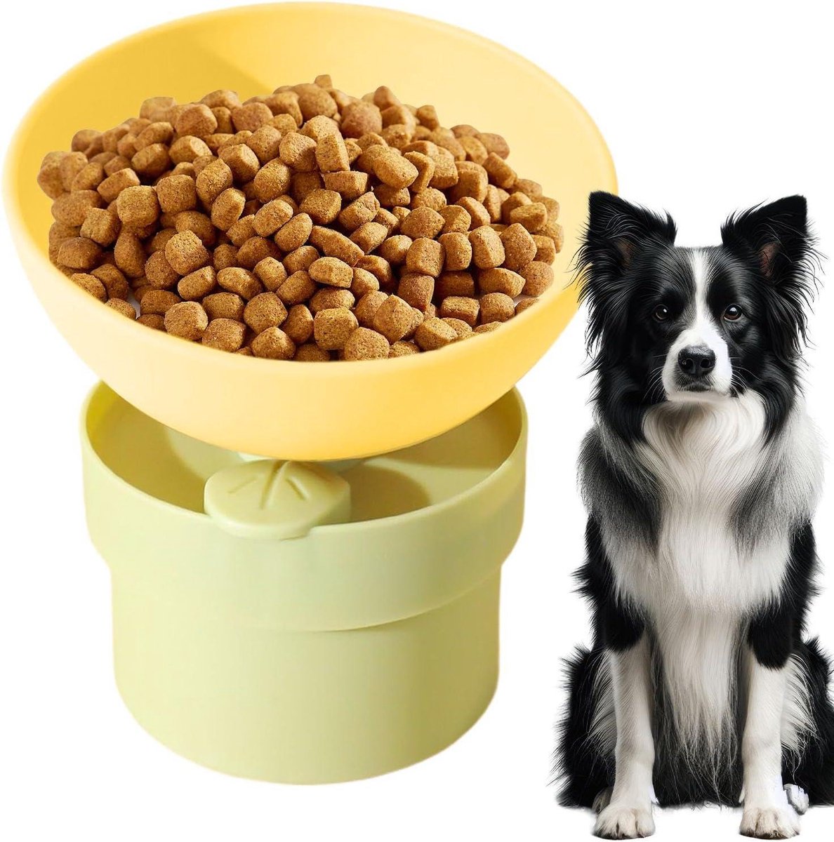 Verhoogde Kattenkommen - Gekantelde Voerbak - Comfortabel Eten - Nekbelasting Vermindering - 13 x 13 x 6.5 cm - Wit