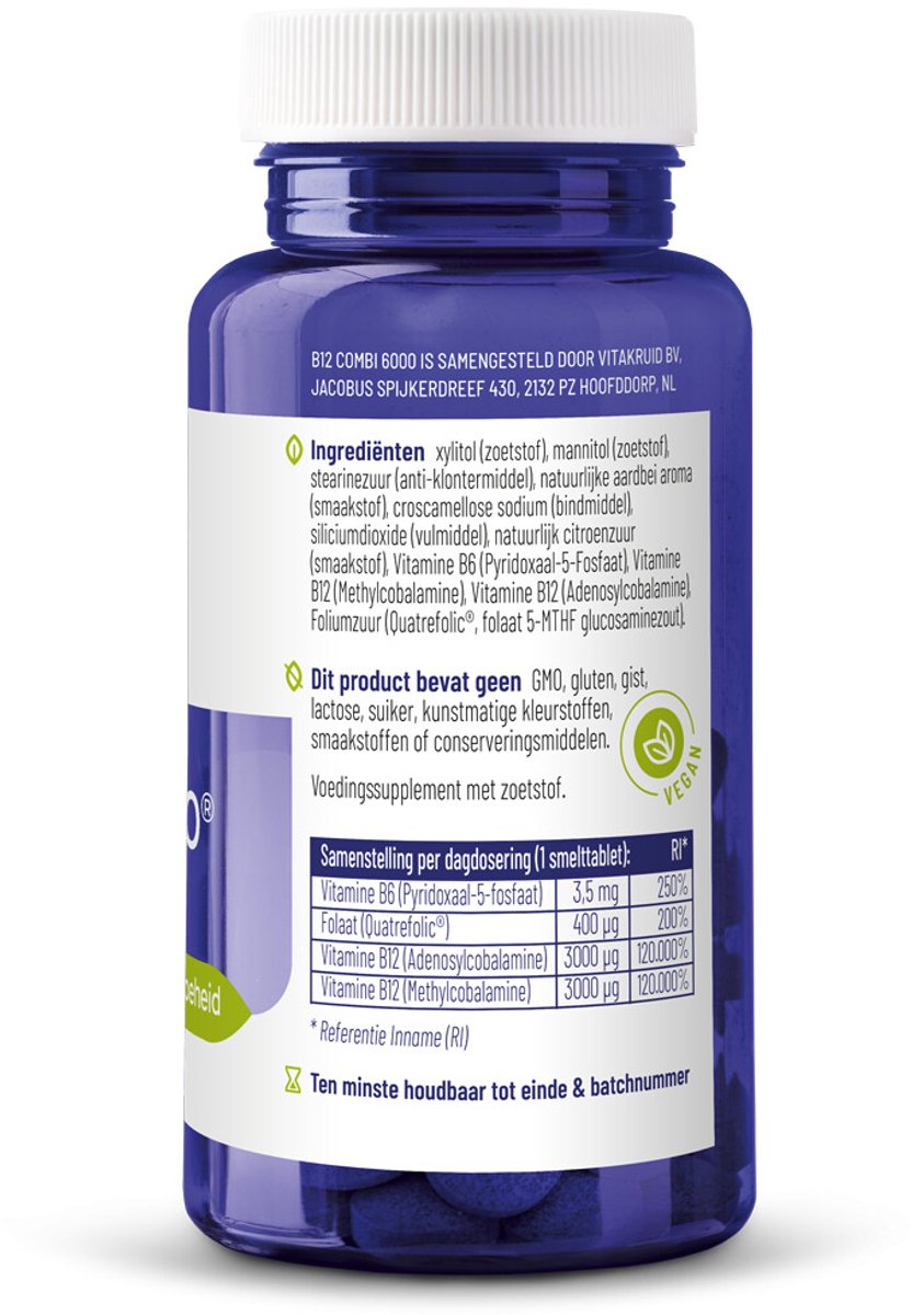 Vitakruid B12 Combi 6000 met folaat en P-5-P - 2 x 120 tabletten - Voordeelverpakking