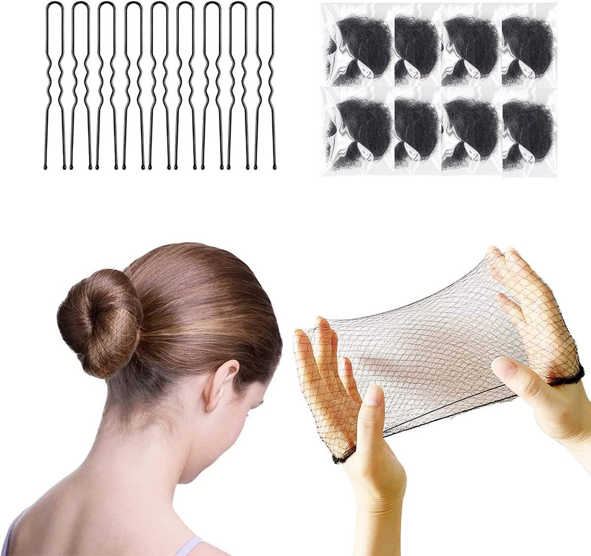 Haarnetjes set - Knot netjes - Haarstyling fixeren - Ultrafijne mesh - 50 stuks - Zwart