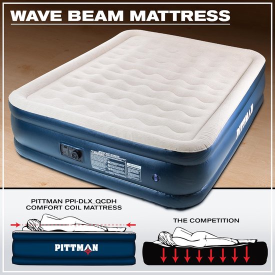 Luchtmatras Queen - Opblaasbaar Bed - Kamperen en Reizen - Ingebouwde pomp - Queen - Blauw — afbeelding 5