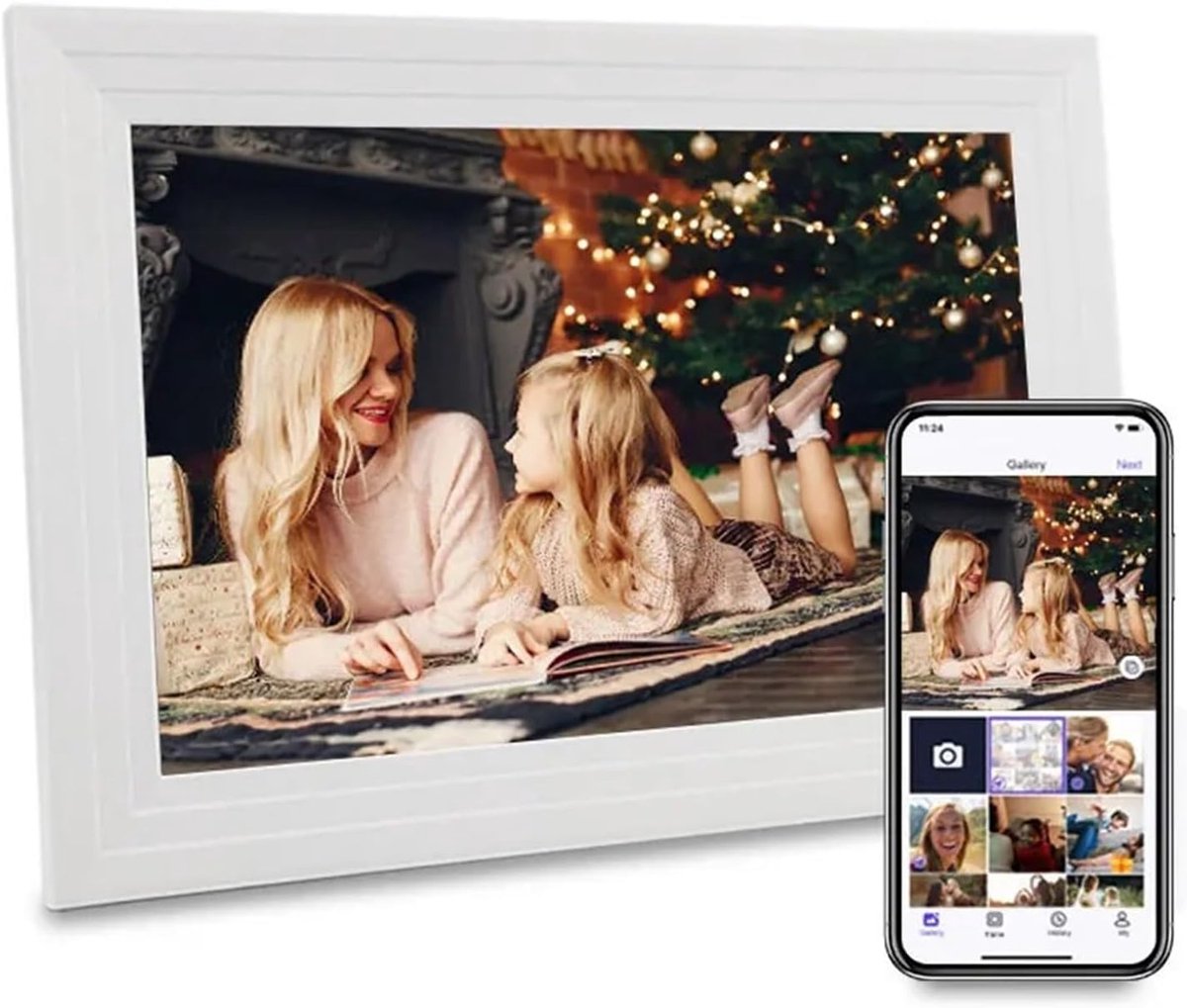 Digitale Fotolijst - Smart WiFi Frame - Foto's Delen - 10.1 Inch IPS Scherm - 32 GB Opslag - Wit