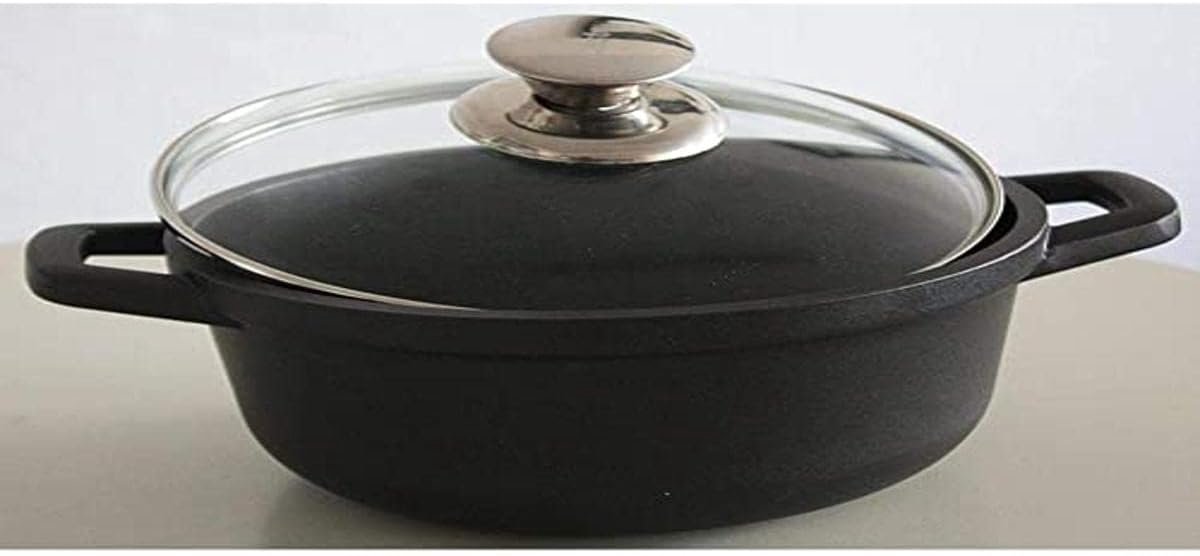 Diepe braadpan 20 cm met gehard glas deksel - Gegoten aluminium pan