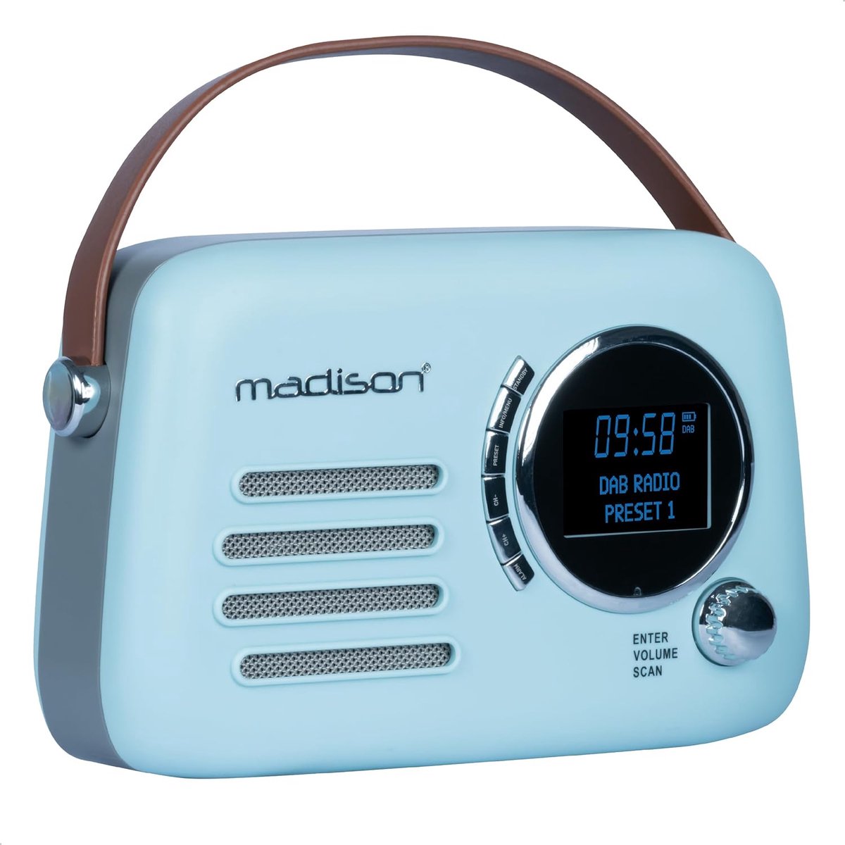 Draagbare Radio - Retro Geluid - Muziek Luisteren - DAB+ en Bluetooth - 22x14x7cm - Mat Blauw