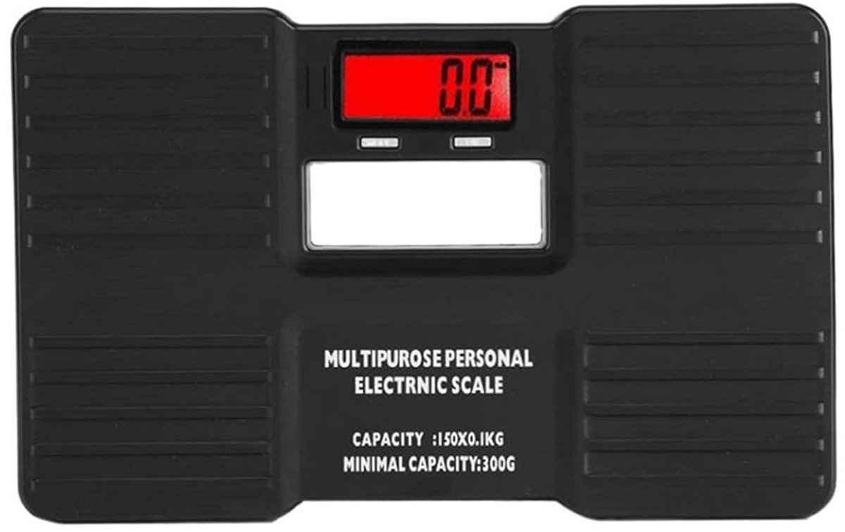 Digitale Personenweegschaal - Lichaamsgewicht Schaal - Gezondheid Monitoren - LCD Achtergrondverlichting - 150kg Max - Zwart