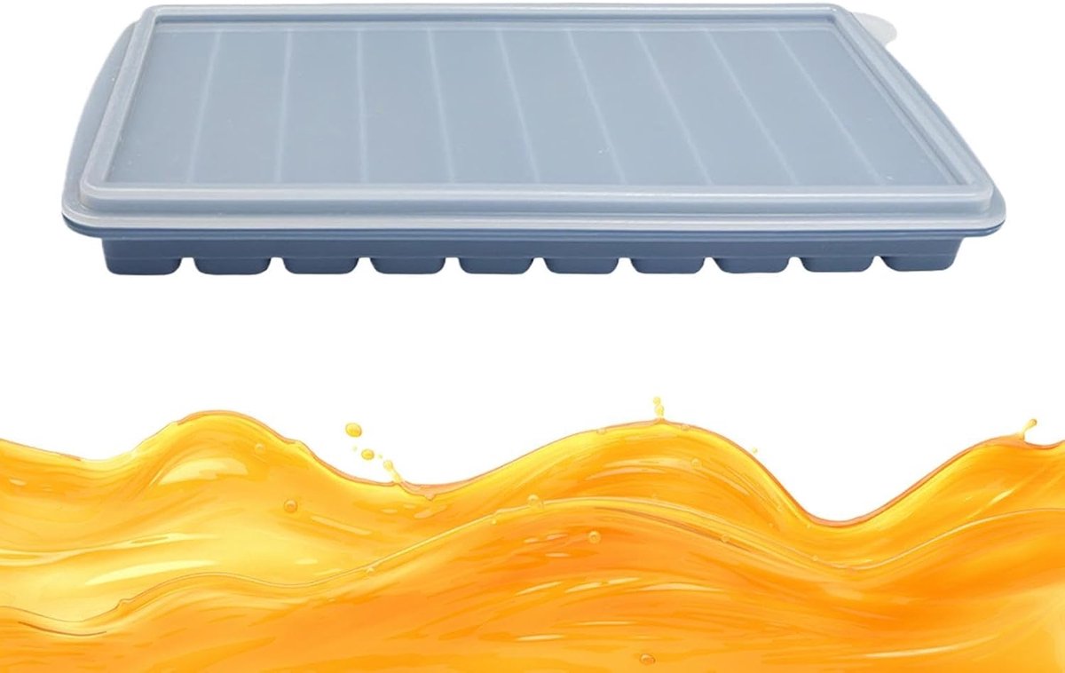 Moedermelk Diepvriesbakje - IJsblokjesvorm Container - Dranken Koelen - 10 Vakjes Stapelbaar - 27x23.8x11.3 cm - Blauw