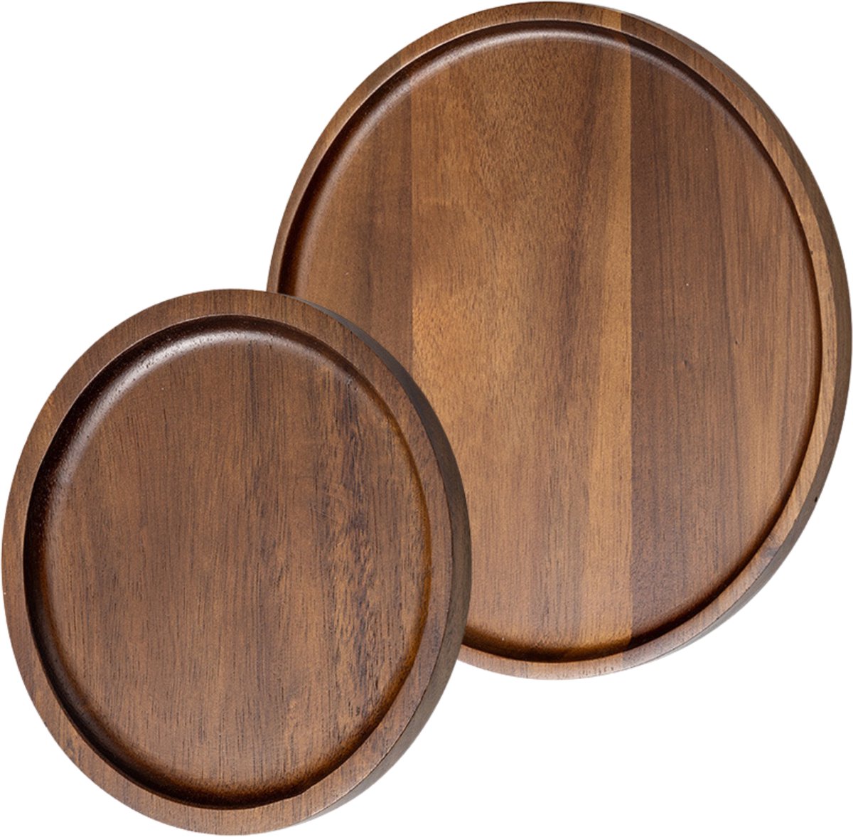House of Husk Acacia Ronde Serveerplank Set - Serveerschalen - Serveerborden - Tapasborden - Snackbord - Acacia Hout - Set van 2