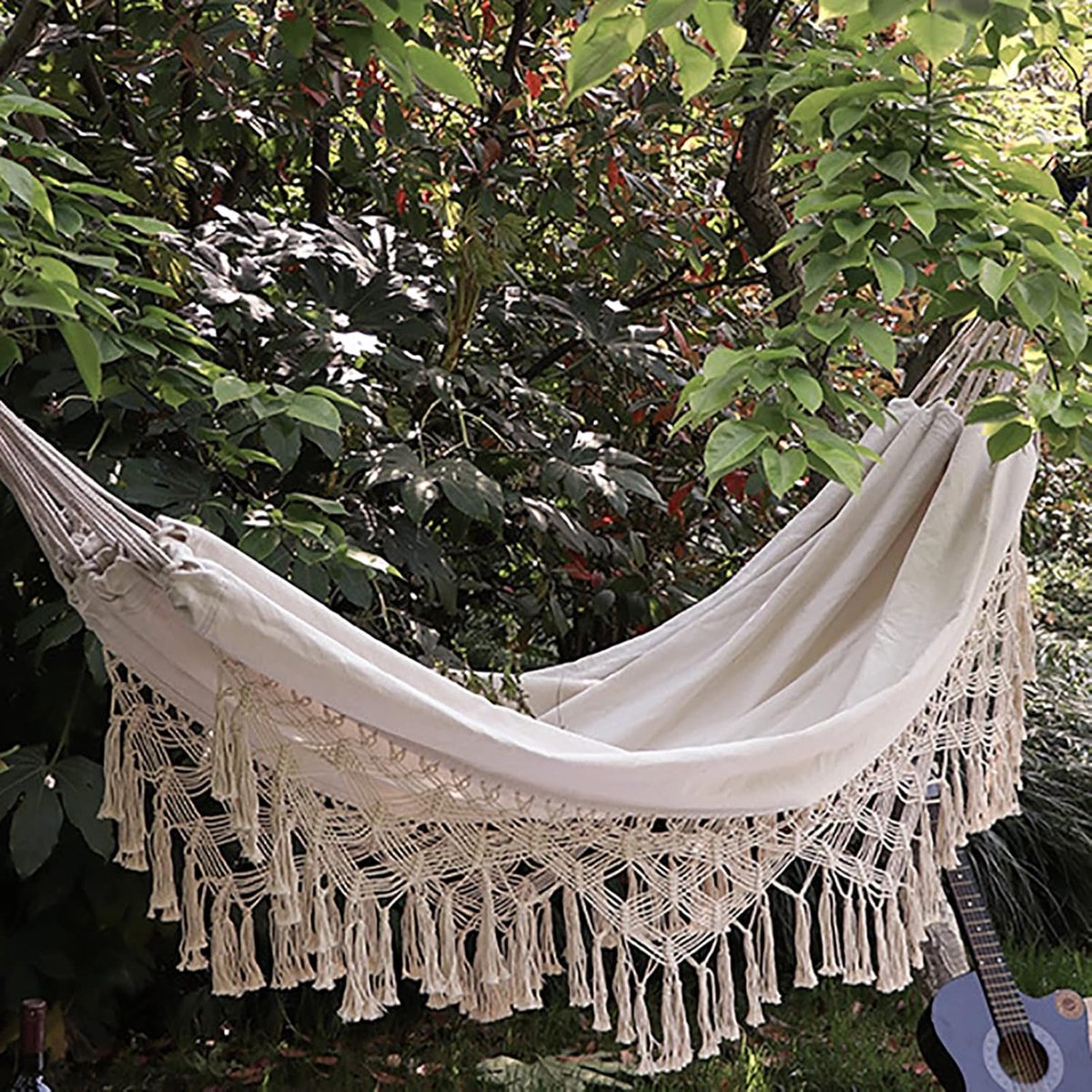 Macramé Hangmat - Kampeerhangmat Tuin - Ontspannen Buiten - Handgemaakt Macramé - 250 kg - Beige
