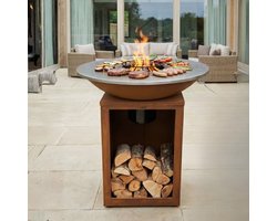 ASH - Solaris - Cortenstaal - XXL - Plancha barbecue met grillring - Buitenkoken - Plancha BBQ - Plancha Bakken - Roest - Grillring