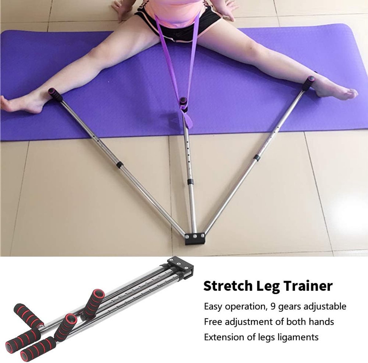 Been Trainer - Flexibiliteit Apparaat - Ligamenten Rekken - 9 Versnellingen Verstelbaar - Tot 105cm - Zwart