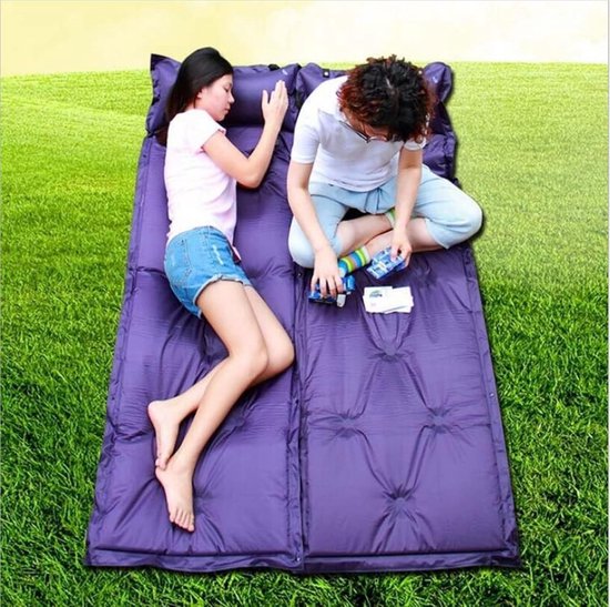 Camping slaapmat - Luchtbed mat - Buiten slapen - Ingebouwde voetpomp - 4-5 cm dik - Groen van Camping — afbeelding 4
