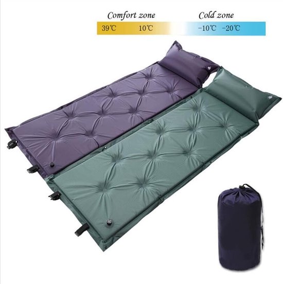 Camping slaapmat - Luchtbed mat - Buiten slapen - Ingebouwde voetpomp - 4-5 cm dik - Groen van Camping — afbeelding 5