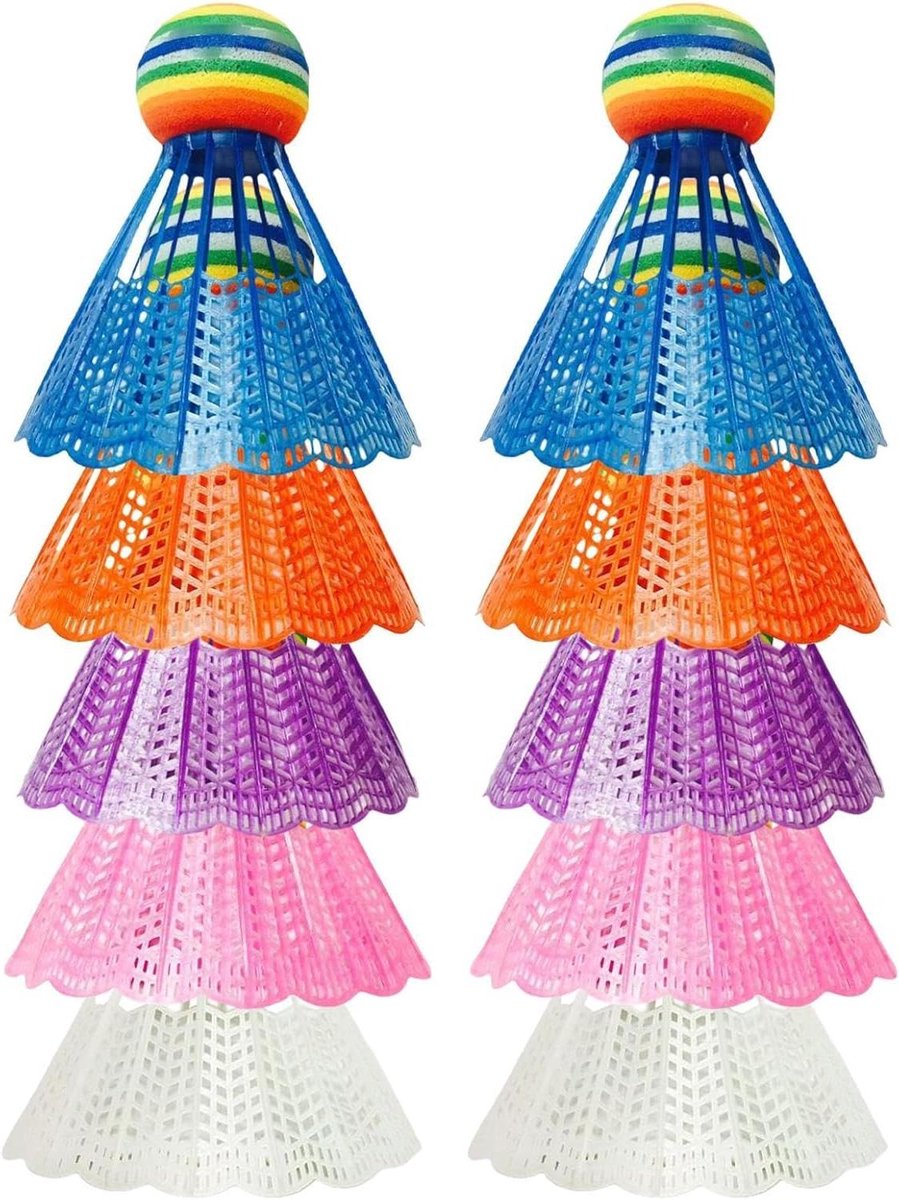 Kleurrijke badmintonballen - Sportaccessoires set - Actief Spelen - Constante vliegcontrole - 10 stuks - Regenboog