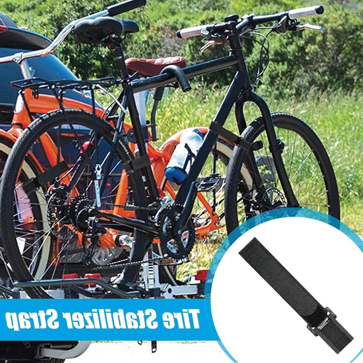 Fietsenrek Band Riemen - Stabilisator Straps - Fiets Transport - Antislip Gel Technologie - 1 Meter - Zwart