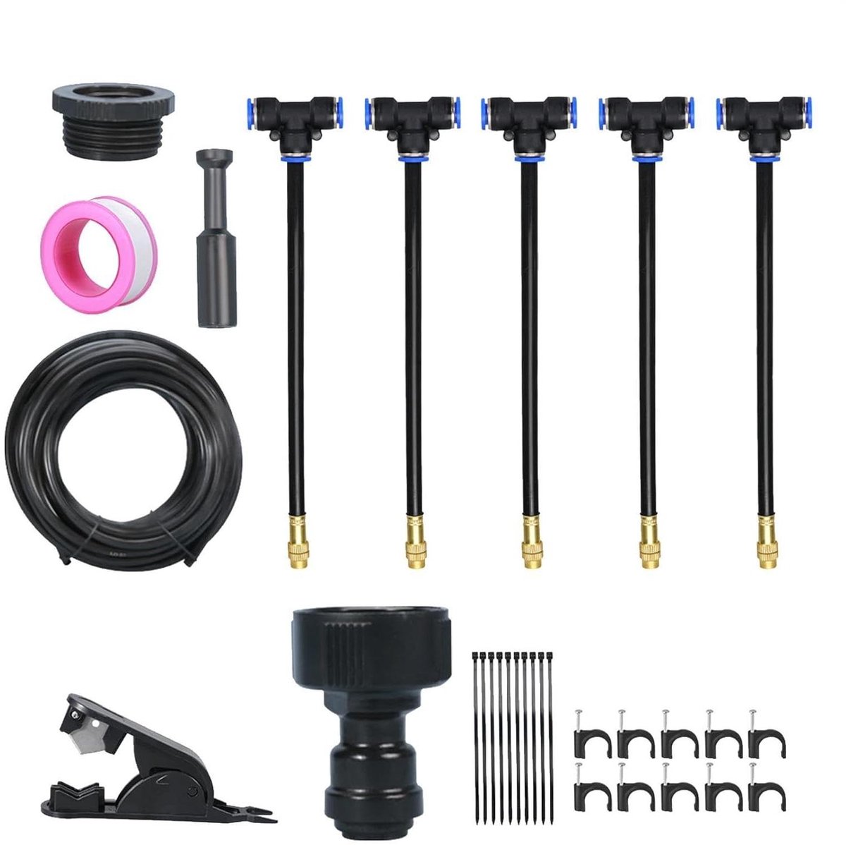 Tuin Bewateringssysteem - Automatische Sproeiers - Efficiënt Buiten Water Geven - Verstelbare Verneveling - Complete Kit - Zwart