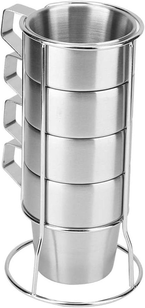 Koffiekopjes Set - Espresso mokken - Genieten van koffie - Dubbelwandige isolatie - Set van 4 - Zilver