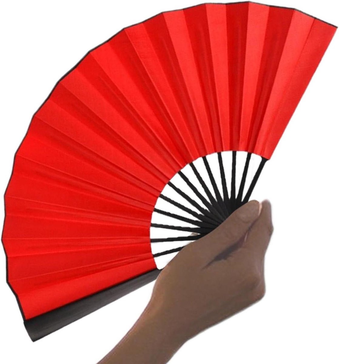 Zijden Vouwventilator - Handvouwende Fan - Dans en Decoratie - Traanbestendig Materiaal - 33x33 cm - Rood