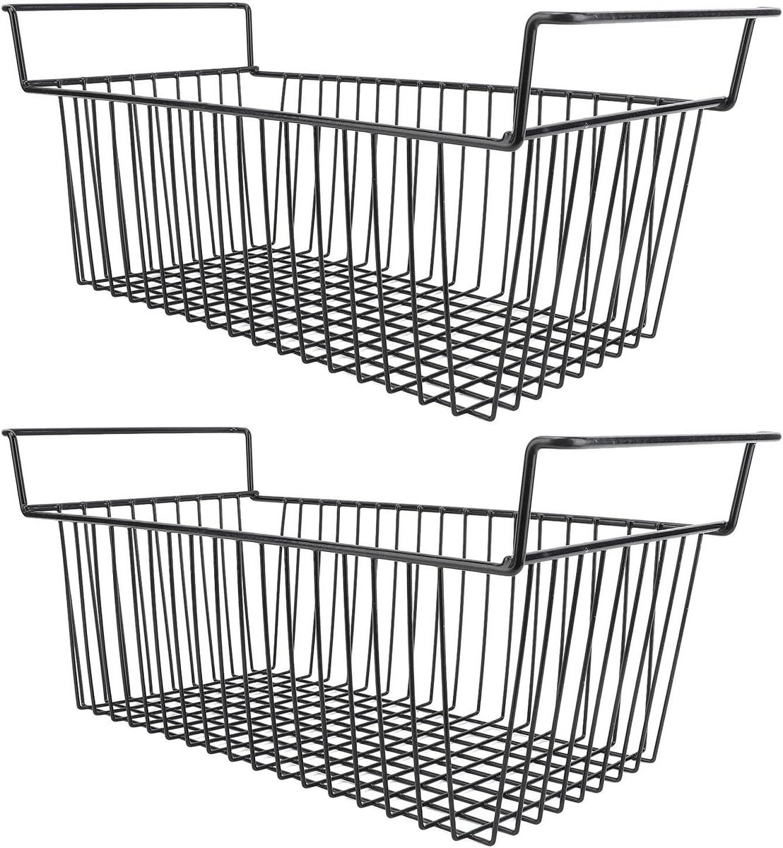 Stapelbare Diepvrieskisten - Opbergmanden - Voedsel Bewaren - Stevig Metaaldraad - 2 Stuks 56.5cm - Zilver