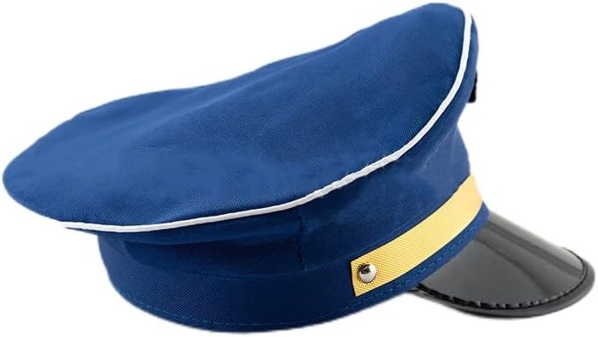 Marine Piloot Airline Captain Hoed voor Volwassenen - Perfect voor Halloween Kostuum en Feestjes, Cosplay Accessoires (Blauw)