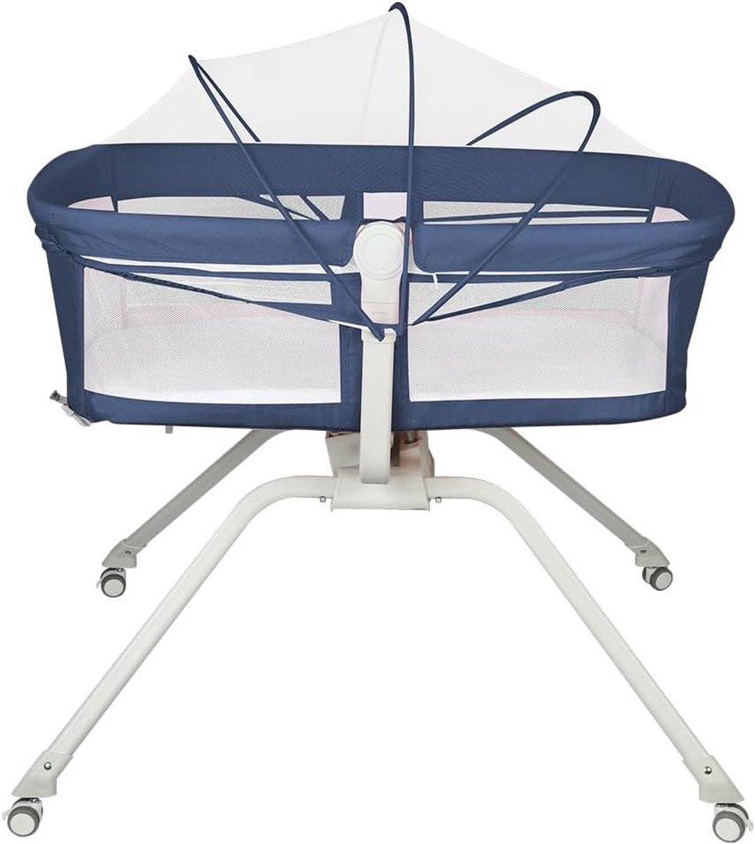 Babybed met muggennet - Bijzetbed voor baby's - Veilig slapen - In hoogte verstelbaar - 9 Kilogram - Blauw