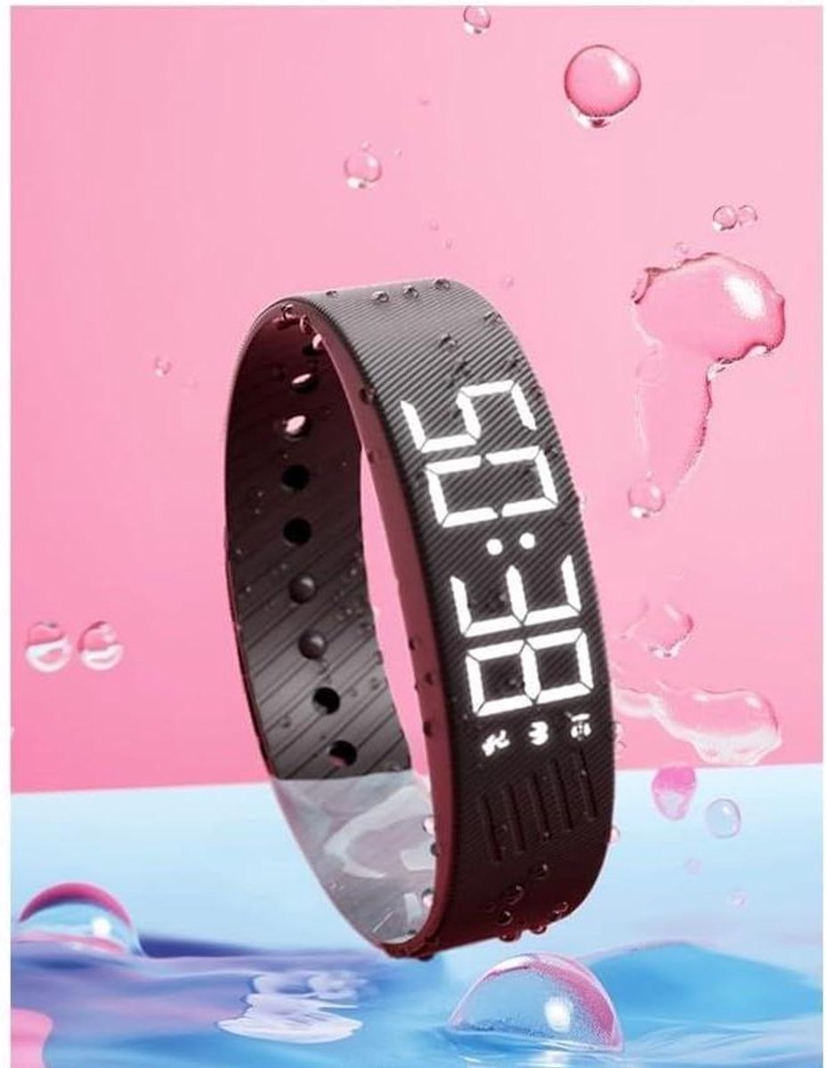 Fitness Polsband - Activiteitstracker - Gezondheid Monitoren - Stille Vibratie Alarm - IP65 Waterbestendig - Zwart