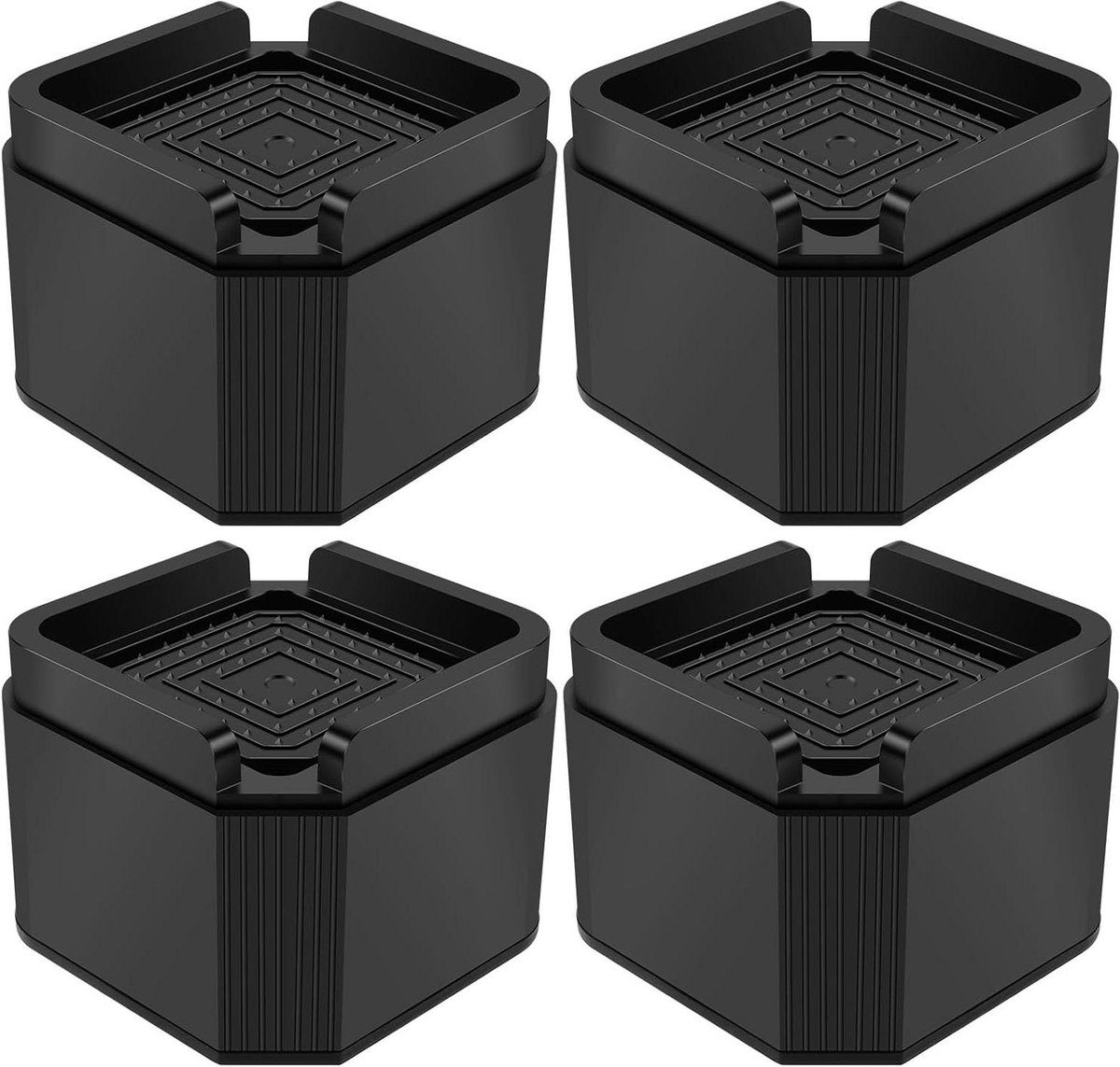 Meubelverhogers - Versteviging poten - Ruimte creëren - Stapelbaar ontwerp - 4 stuks 8 cm - Zwart
