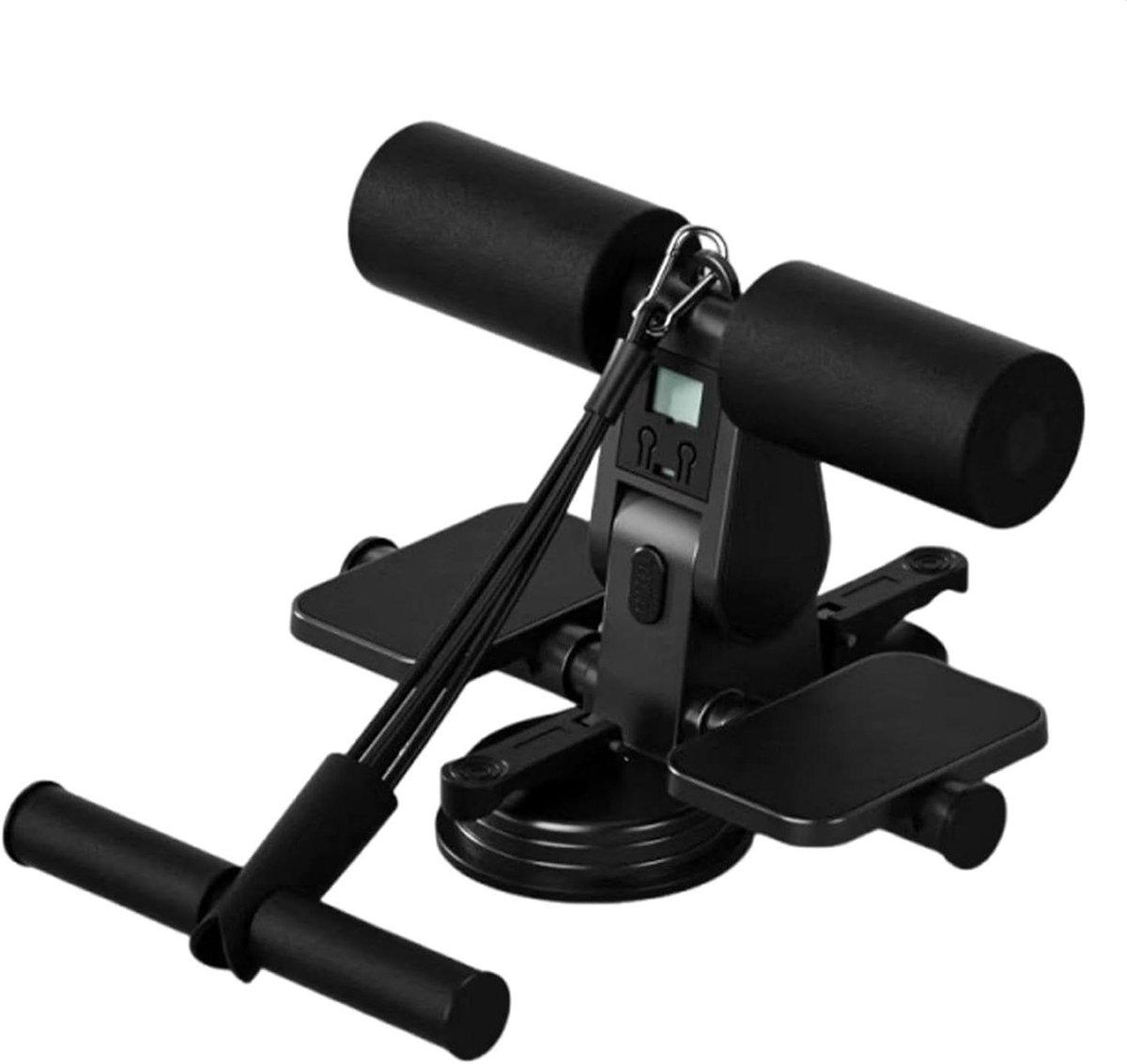 Kerntrainer met Zuignappen - Fitnessapparaat Thuistraining - Buikspier Training - Dubbele Zuignap Grip - Verstelbare Hoogte - Zwart