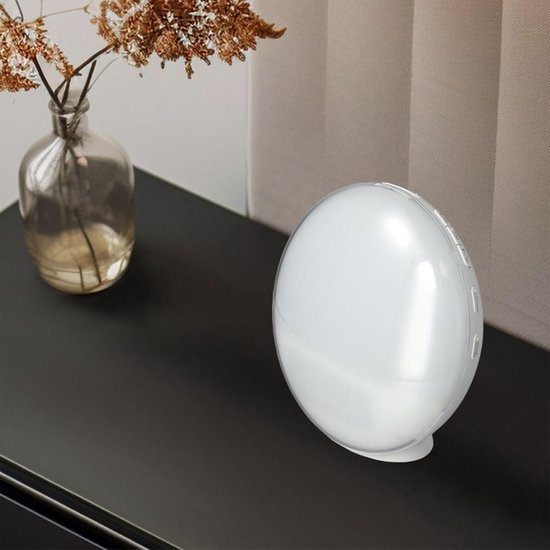 Wake Up Light - Natuurlijkewekker Digitale Klok - Rustig Ontwaken - Simuleert Zonsopgang Zonsondergang - 18x18x9 cm - Wit van Wake-up Light — afbeelding 3