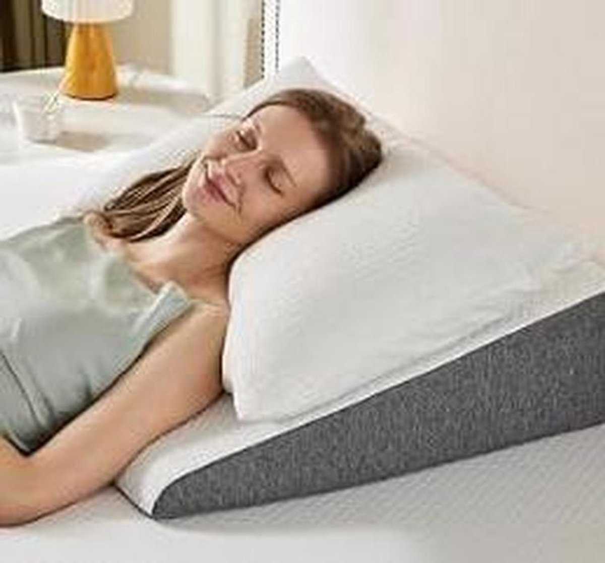 Rugleuning - Verstelbare steun - Comfortabel lezen - Extra brede steun - 1 stuk - Grijs en wit