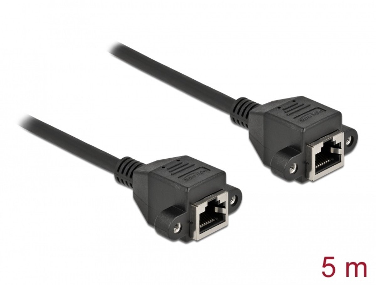 Netwerkuitbreiding kabel S/FTP RJ45 Jack to RJ45 Jack Cat.6A 5 meter zwart