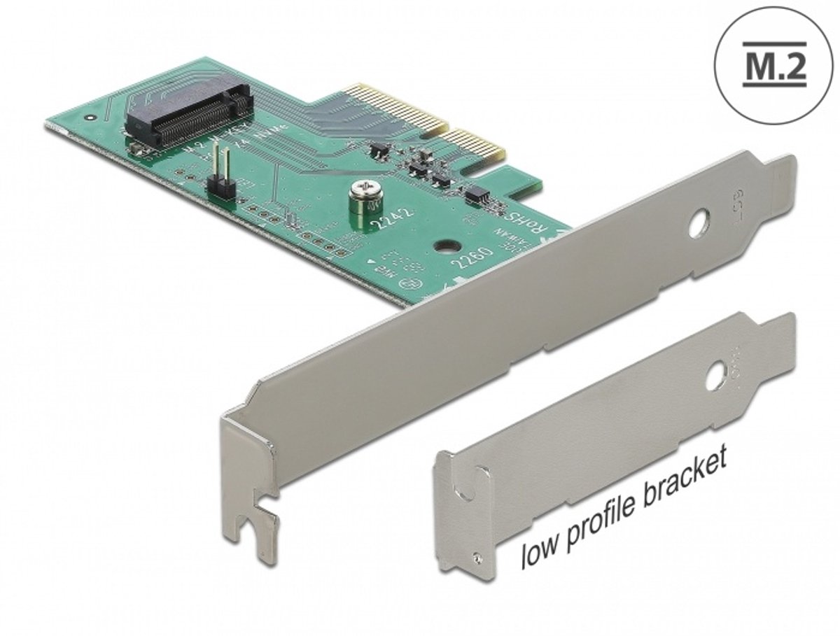 Delock PCI Express x4 Card > 1 x internal NVMe M.2 Key M 80 mm - Low Profile Form Factor