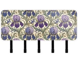 Sleutelhouder met Organizer - Wandrek Postbakje - Thuis Opbergen - Dubbele Opslagruimte - 18 x 10.5 cm - Iris Bloemen Patroon